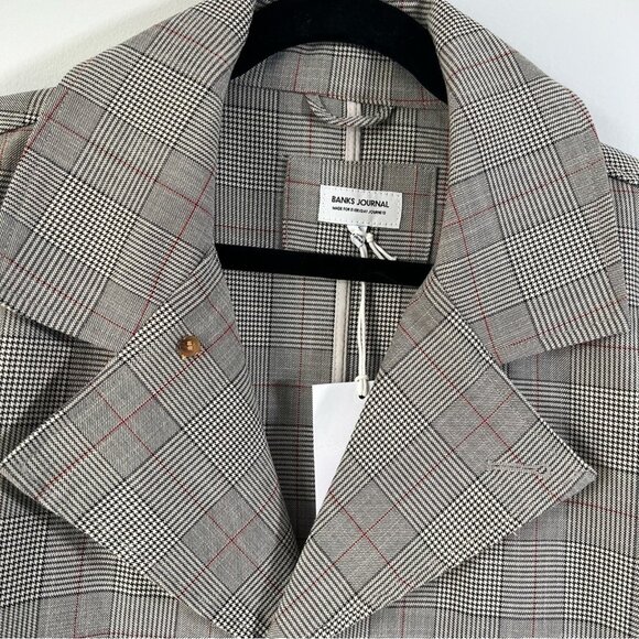 NWT Banks Journal Downtown Check Plaid Trench Coat Jacket Crock S L Gingham - Picture 13 of 13